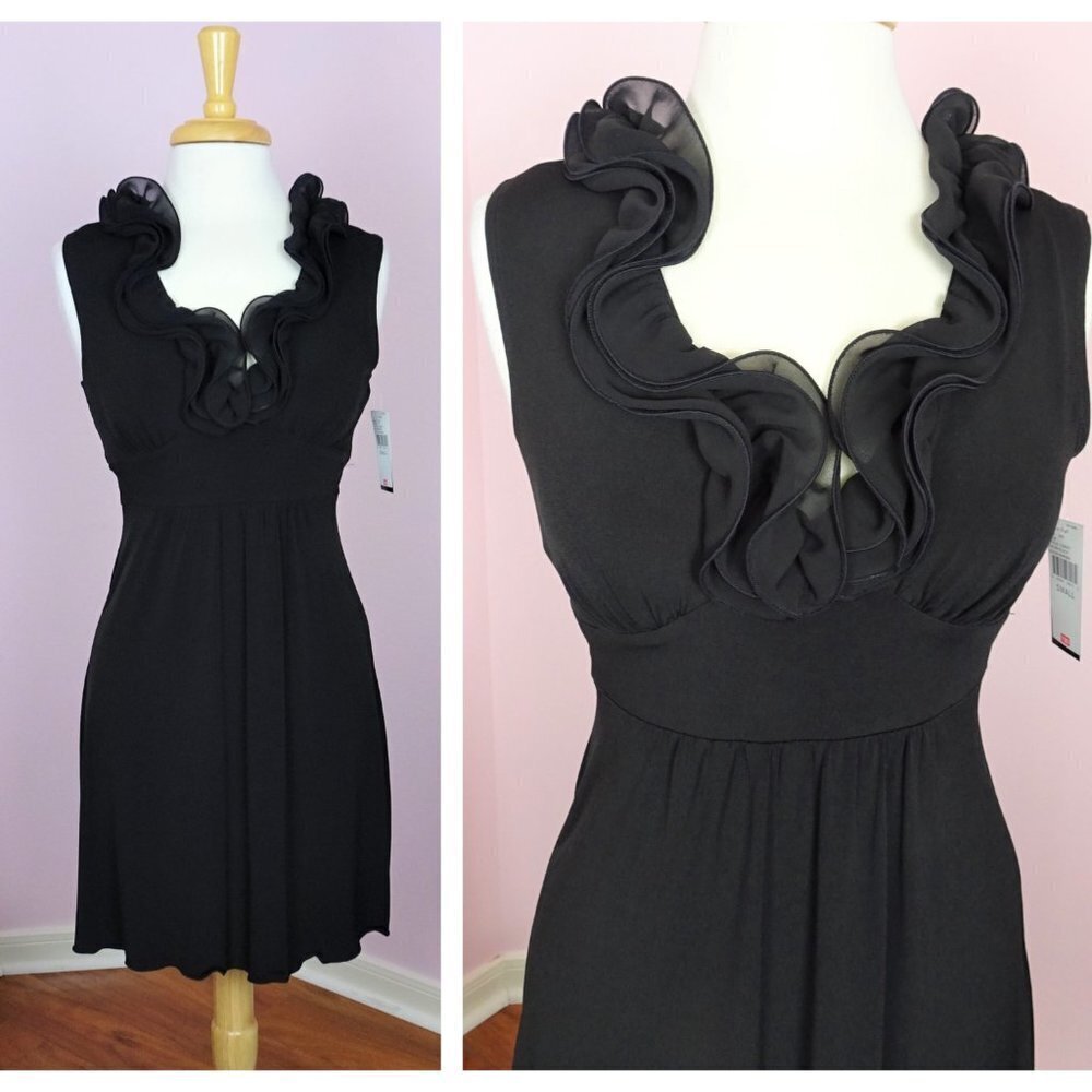 NWT B. Wear Black Dress Gorgeous Neck Detail Small